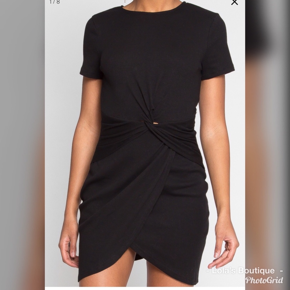 Black Ribbed Bodycon Dress - Picture 5 of 5